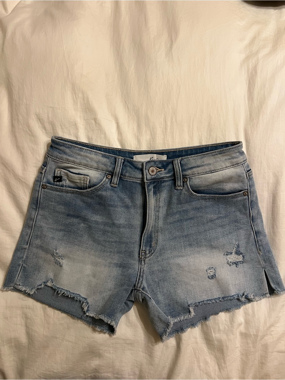 KanCan Light Blue Distressed Denim Shorts